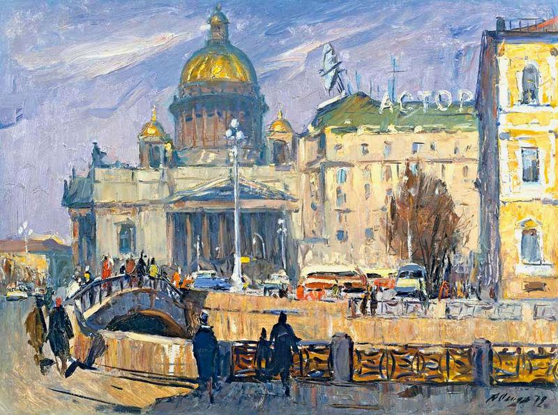 Alexander Nasmyth At the Isaakievskaya Square in Leningrad oil painting picture